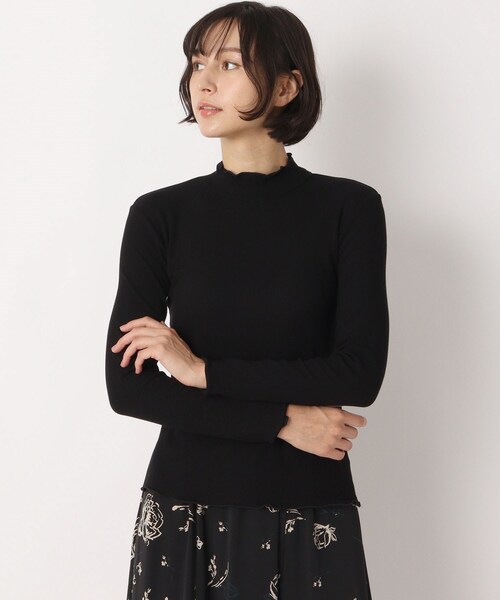 tシャツ 「洗える」裏起毛メローエッジハイネックリブTシャツ レディース 洗える】裏起毛メローエッジハイネックリブTシャツ（Tシャツ