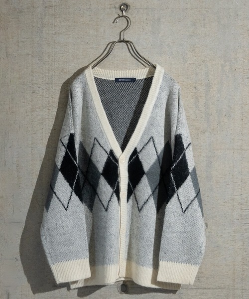 JOHN'S CLOSET（ジョンズクローゼット）の「【50】モヘアライク マルチパターン ルーズシルエット カーディガン（カーディガン/ボレロ・メンズ・ブラック系その他/ホワイト系その他2/ベージュ系その他2/ベージュ系その他/ホワイト系その他/チャコールグレー/グレー系その他/ベージュ/ブラック/パープル/ベージュ系その他5/ワイン/ブラウン系その他4/ブラック系その他4/ブラック系その他5/マスタード・MEDIUM/LARGE）」の2枚目の写真