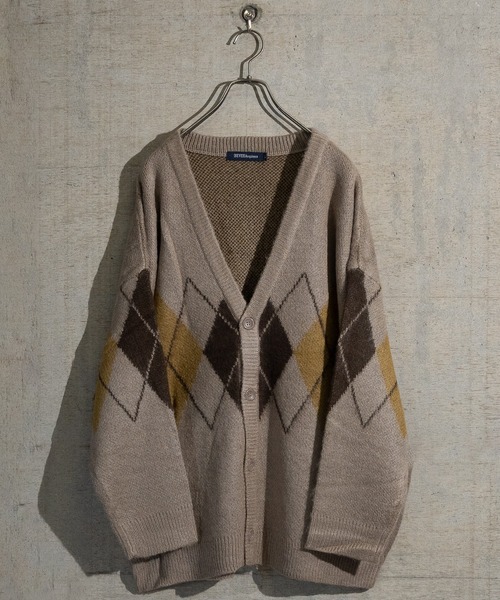 JOHN'S CLOSET（ジョンズクローゼット）の「【50】モヘアライク マルチパターン ルーズシルエット カーディガン（カーディガン/ボレロ・メンズ・ブラック系その他/ホワイト系その他2/ベージュ系その他2/ベージュ系その他/ホワイト系その他/チャコールグレー/グレー系その他/ベージュ/ブラック/パープル/ベージュ系その他5/ワイン/ブラウン系その他4/ブラック系その他4/ブラック系その他5/マスタード・MEDIUM/LARGE）」の11枚目の写真