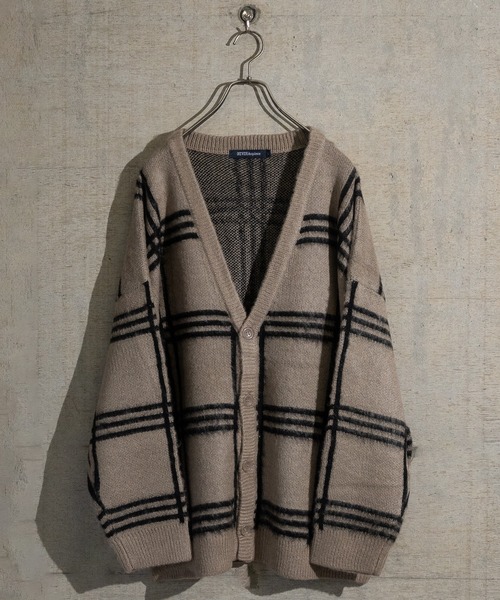 JOHN'S CLOSET（ジョンズクローゼット）の「【50】モヘアライク マルチパターン ルーズシルエット カーディガン（カーディガン/ボレロ・メンズ・ブラック系その他/ホワイト系その他2/ベージュ系その他2/ベージュ系その他/ホワイト系その他/チャコールグレー/グレー系その他/ベージュ/ブラック/パープル/ベージュ系その他5/ワイン/ブラウン系その他4/ブラック系その他4/ブラック系その他5/マスタード・MEDIUM/LARGE）」の12枚目の写真