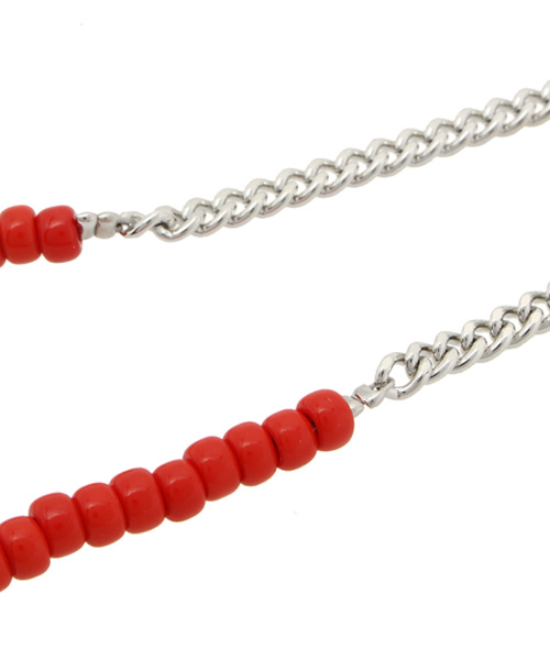 WEGO（ウィゴー）の「WEGO/ビーズチェーンロングネックレス（ネックレス・メンズ・レッド・FREE）」の4枚目の写真