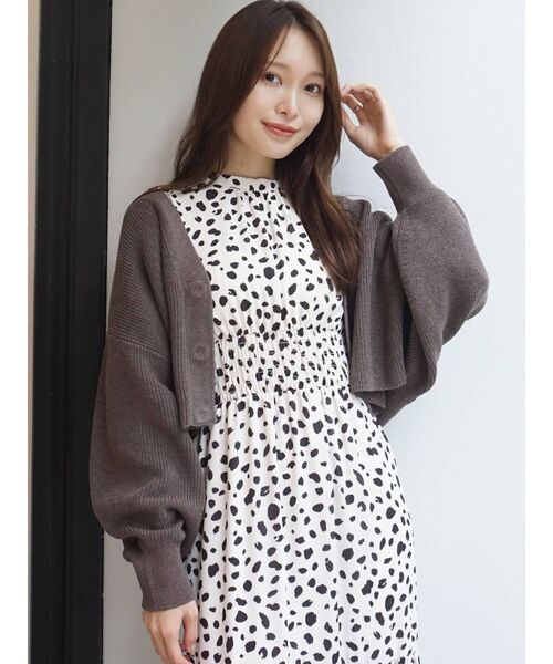 MERCURYDUO（マーキュリーデュオ）の「2WAY片畔クロップドカーディガン（カーディガン/ボレロ・レディース・ブラウン/アイボリー・FREE）」の4枚目の写真