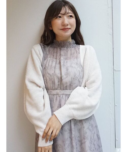 MERCURYDUO（マーキュリーデュオ）の「2WAY片畔クロップドカーディガン（カーディガン/ボレロ・レディース・ブラウン/アイボリー・FREE）」の6枚目の写真