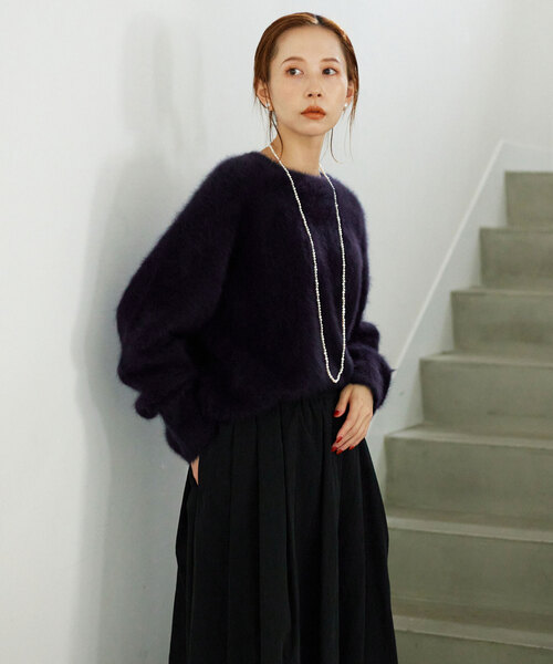 SLOBE IENA（スローブイエナ）の「フォックスカシミヤプルオーバー（ニット/セーター・レディース・ネイビー/ベージュ/ピンク/ブルー・FREE）」の21枚目の写真