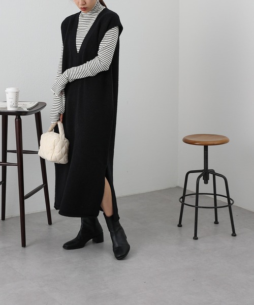 COLONY 2139（コロニートゥーワンスリーナイン）の「【WEB限定カラーあり】アルパカタッチ5G天竺カフタンニットワンピース（ワンピース・レディース・ブラック/ベージュ/ブラウン/オフホワイト・FREE）」の8枚目の写真