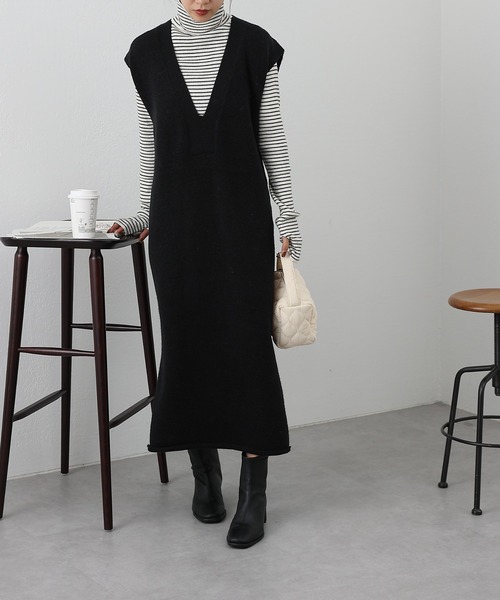 COLONY 2139（コロニートゥーワンスリーナイン）の「【WEB限定カラーあり】アルパカタッチ5G天竺カフタンニットワンピース（ワンピース・レディース・ブラック/ベージュ/ブラウン/オフホワイト・FREE）」の12枚目の写真