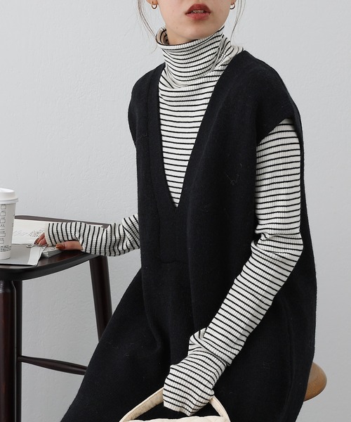 COLONY 2139（コロニートゥーワンスリーナイン）の「【WEB限定カラーあり】アルパカタッチ5G天竺カフタンニットワンピース（ワンピース・レディース・ブラック/ベージュ/ブラウン/オフホワイト・FREE）」の6枚目の写真