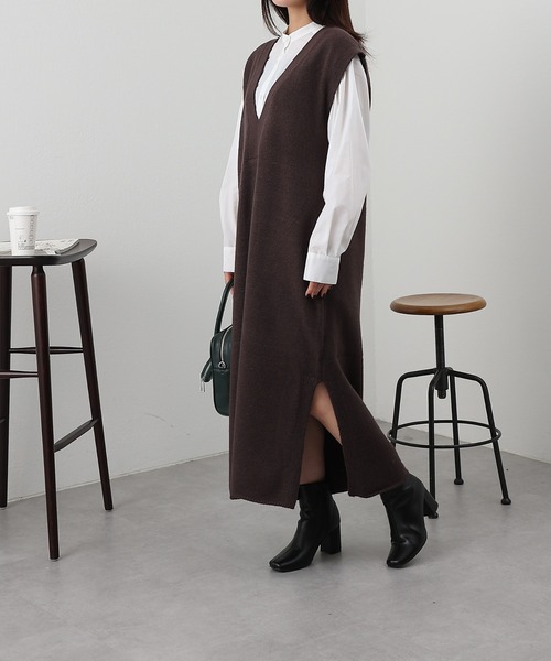 COLONY 2139（コロニートゥーワンスリーナイン）の「【WEB限定カラーあり】アルパカタッチ5G天竺カフタンニットワンピース（ワンピース・レディース・ブラック/ベージュ/ブラウン/オフホワイト・FREE）」の20枚目の写真