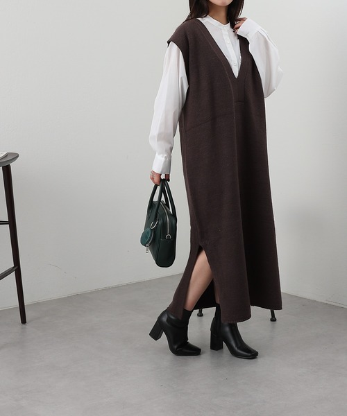 COLONY 2139（コロニートゥーワンスリーナイン）の「【WEB限定カラーあり】アルパカタッチ5G天竺カフタンニットワンピース（ワンピース・レディース・ブラック/ベージュ/ブラウン/オフホワイト・FREE）」の22枚目の写真
