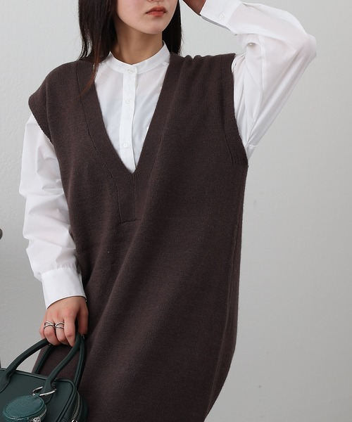 COLONY 2139（コロニートゥーワンスリーナイン）の「【WEB限定カラーあり】アルパカタッチ5G天竺カフタンニットワンピース（ワンピース・レディース・ブラック/ベージュ/ブラウン/オフホワイト・FREE）」の17枚目の写真