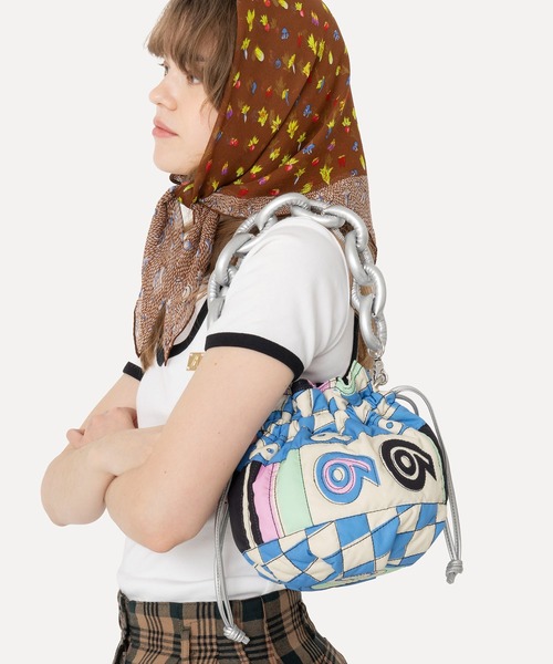 新品】ヘイミセスローズ プリントキルト巾着 バック 【公式通販】 HEY！Mrs ROSE / プリント キルト バッグ HEY！MrsROSE 巾着バッグ