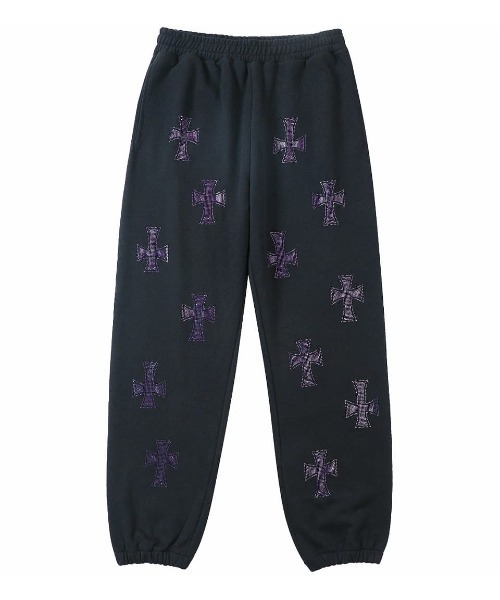 A'GEM/9 × .kom『UNKNOWN LONDON/アンノウン ロンドン』Cross Rhinestone Joggers Sweatpants/ラインストーン ジョガー スウェットパンツ を販売 Black L ブラック Jogger Rhinestone Cross その他