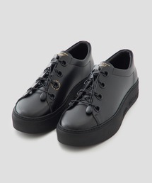 foot the coacher | 【foot the coacher / フットザコーチャー】DOUBLE LASED BLACKEMBOSSED ダブルレーススニーカー ブラックエンボス(スニーカー)