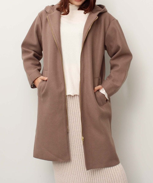 toucher du brise(トゥシェドブリーズ)の「【着回ししやすい】フード付きコート(その他アウター・レディース・ラベンダー/オフホワイト/ダークブラウン・M/L)」の1枚目の写真