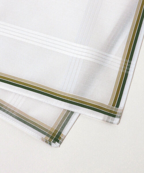 BEAMS F（ビームスエフ）の「GRAZIINA / ライン ハンカチ（ハンカチ/ハンドタオル・メンズ・ライトブラウン/グリーン/ブルー・ONE SIZE）」の5枚目の写真