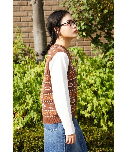 RODEO CROWNS WIDE BOWL（ロデオクラウンズワイドボウル）の「ノルディックニットベストセット_Y（ベスト・レディース・レディッシュグレー/ブラウン系その他・FREE）」の5枚目の写真