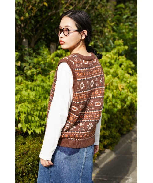 RODEO CROWNS WIDE BOWL（ロデオクラウンズワイドボウル）の「ノルディックニットベストセット_Y（ベスト・レディース・レディッシュグレー/ブラウン系その他・FREE）」の6枚目の写真