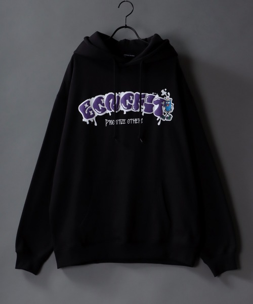 SITRY(シトリー)の「oversize foam print sweat hoodie/オーバーサイズ 発泡プリント 裏起毛 スウェット フーディー/パーカー(パーカー・メンズ・ホワイト/マスタード/ブラック/ブルー・M/L)」の2枚目の写真