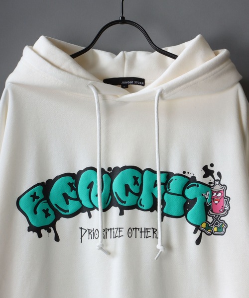 SITRY(シトリー)の「oversize foam print sweat hoodie/オーバーサイズ 発泡プリント 裏起毛 スウェット フーディー/パーカー(パーカー・メンズ・ホワイト/マスタード/ブラック/ブルー・M/L)」の9枚目の写真