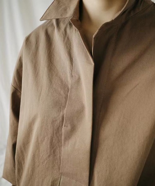 SETUP7（セットアップセブン）の「【SETUP7】ボリュームスリーブシャツワンピース KNF（シャツワンピース・レディース・オフホワイト/ブラウン・FREE）」の9枚目の写真