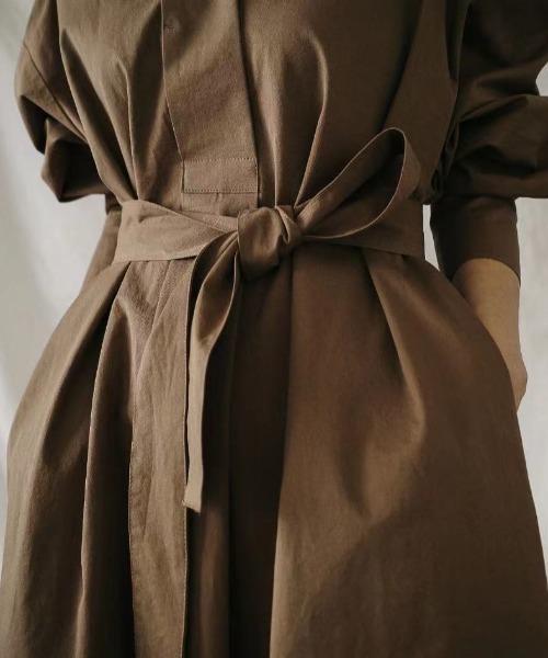 SETUP7（セットアップセブン）の「【SETUP7】ボリュームスリーブシャツワンピース KNF（シャツワンピース・レディース・オフホワイト/ブラウン・FREE）」の10枚目の写真