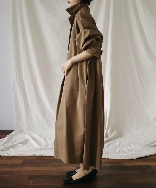 SETUP7（セットアップセブン）の「【SETUP7】ボリュームスリーブシャツワンピース KNF（シャツワンピース・レディース・オフホワイト/ブラウン・FREE）」の6枚目の写真