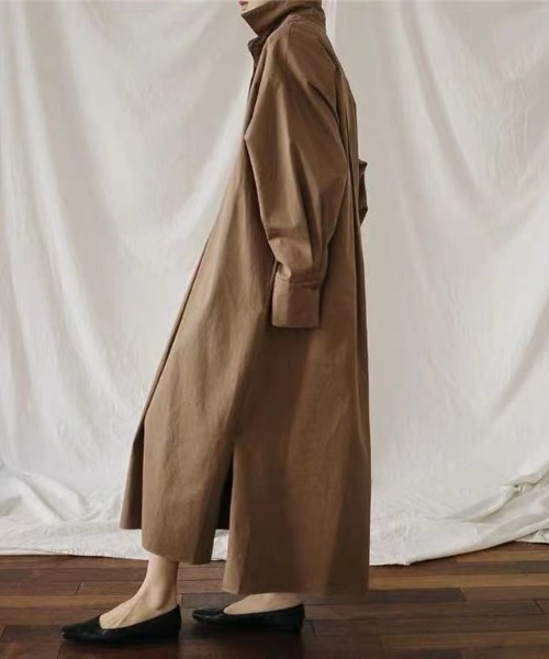 SETUP7（セットアップセブン）の「【SETUP7】ボリュームスリーブシャツワンピース KNF（シャツワンピース・レディース・オフホワイト/ブラウン・FREE）」の5枚目の写真