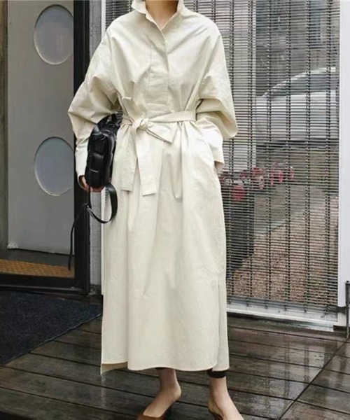 SETUP7（セットアップセブン）の「【SETUP7】ボリュームスリーブシャツワンピース KNF（シャツワンピース・レディース・オフホワイト/ブラウン・FREE）」の11枚目の写真