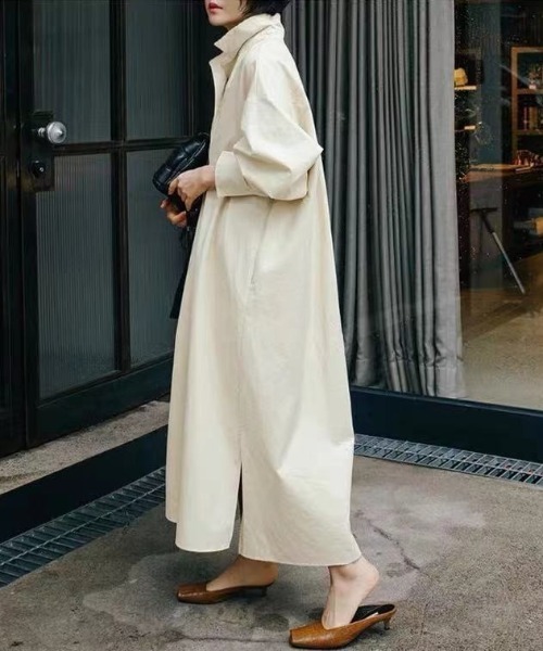 SETUP7（セットアップセブン）の「【SETUP7】ボリュームスリーブシャツワンピース KNF（シャツワンピース・レディース・オフホワイト/ブラウン・FREE）」の12枚目の写真