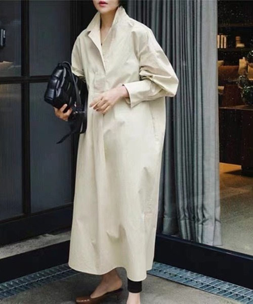 SETUP7（セットアップセブン）の「【SETUP7】ボリュームスリーブシャツワンピース KNF（シャツワンピース・レディース・オフホワイト/ブラウン・FREE）」の13枚目の写真