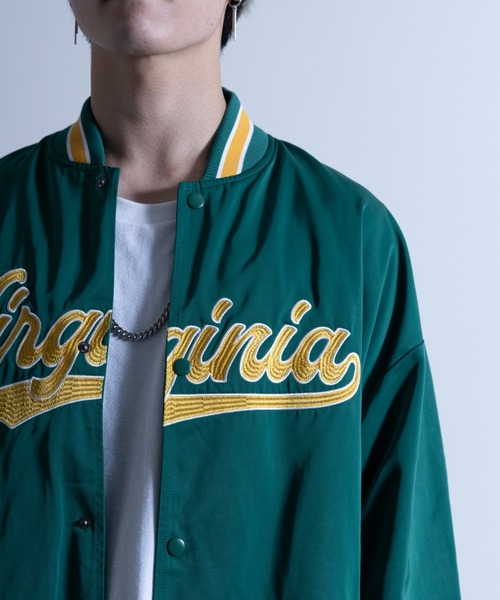 NYLAUS（ナイラス）の「メモリー 裏タフタ ロゴ刺繍 ビッグスタジャン（スタジャン・メンズ・ホワイト/ブラック/ブルー/グリーン・LL/L/M）」の7枚目の写真