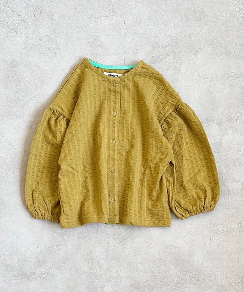 HOGAN RANCH WEAR（ホーガンランチウエア）の「ニットサッカーカーディガン(80～140cm)（カーディガン/ボレロ・キッズ・ブルー/チャコール/レッド/ベージュ・100/110/120/130/140/80/90）」の3枚目の写真