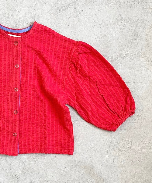 HOGAN RANCH WEAR（ホーガンランチウエア）の「ニットサッカーカーディガン(80～140cm)（カーディガン/ボレロ・キッズ・ブルー/チャコール/レッド/ベージュ・100/110/120/130/140/80/90）」の9枚目の写真