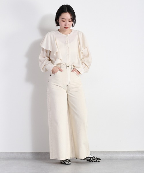 cepo(セポ)の「デニムタックワイドパンツ《立体裁断》(デニムパンツ・レディース・ネイビー/オフホワイト・L/M/S)」の7枚目の写真