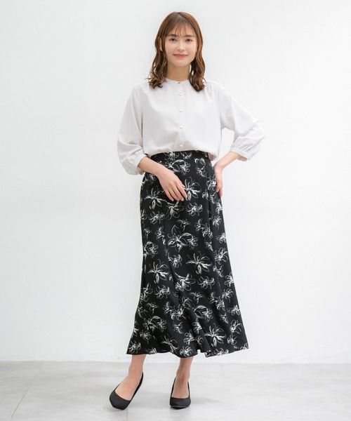 Honeys（ハニーズ）の「バンドカラーブラウス（シャツ/ブラウス・レディース・ミント/ネイビー/グレイッシュベージュ/ホワイト×ブラック/アイボリー/ブラック/ホワイト×ブルー・L/M/S/LL）」の22枚目の写真