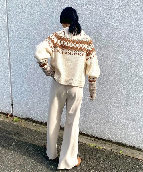 SHENERY(シーナリー)の「ダブルクロスワイドパンツ(その他パンツ・レディース・ライトグレー/ブラック/ベージュ・38/36)」の4枚目の写真