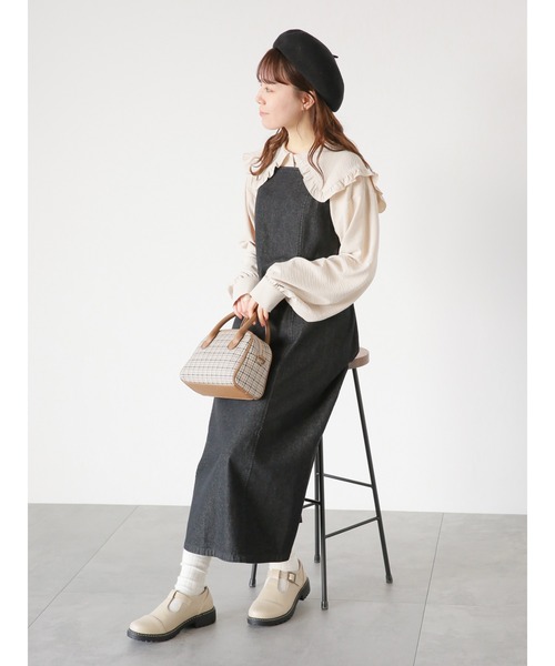 ehka sopo(エヘカソポ)の「デニムキャミワンピース(ワンピース・レディース・ブラック/グレー/ネイビー・フリ-)」の2枚目の写真