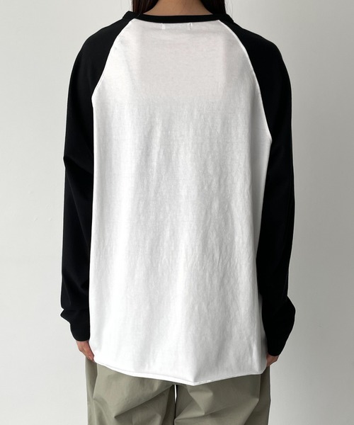 CANAL JEAN（キャナルジーン）の「RED CHOP WORKS(レッドチョップワークス) "kindness"配色ラグランロングTシャツ（Tシャツ/カットソー・レディース・ネイビー/ブラック・ONE SIZE）」の17枚目の写真