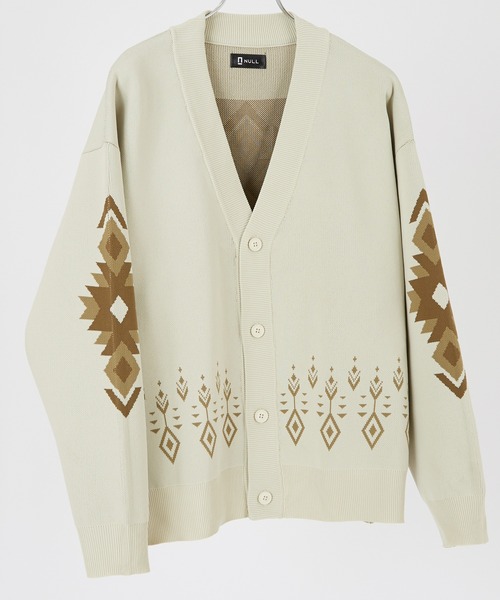 NULL（ヌル）の「【NULL】ネイティブ柄 ニットカーディガン（カーディガン/ボレロ・メンズ・ナチュラル/ブラック・MEDIUM/LARGE）」の11枚目の写真