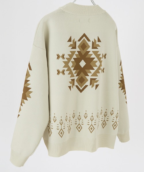 NULL（ヌル）の「【NULL】ネイティブ柄 ニットカーディガン（カーディガン/ボレロ・メンズ・ナチュラル/ブラック・MEDIUM/LARGE）」の12枚目の写真