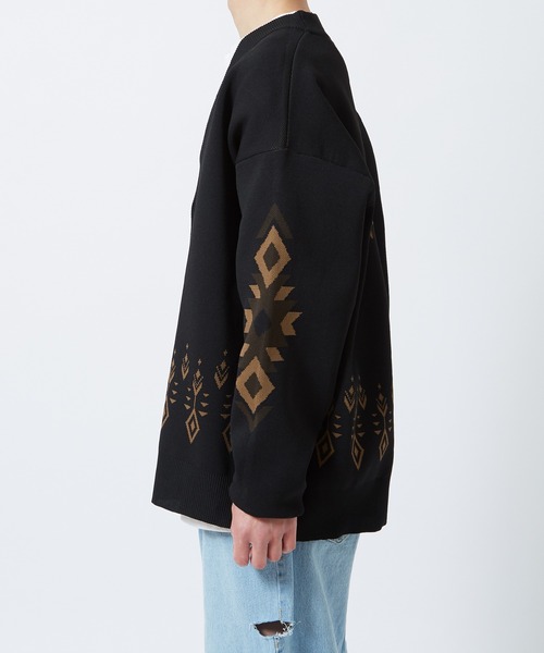 NULL（ヌル）の「【NULL】ネイティブ柄 ニットカーディガン（カーディガン/ボレロ・メンズ・ナチュラル/ブラック・MEDIUM/LARGE）」の7枚目の写真