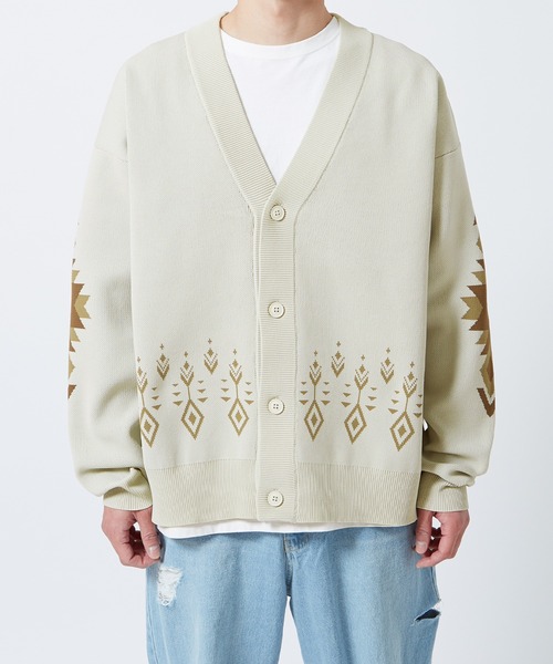 NULL（ヌル）の「【NULL】ネイティブ柄 ニットカーディガン（カーディガン/ボレロ・メンズ・ナチュラル/ブラック・MEDIUM/LARGE）」の13枚目の写真