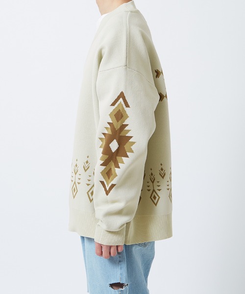 NULL（ヌル）の「【NULL】ネイティブ柄 ニットカーディガン（カーディガン/ボレロ・メンズ・ナチュラル/ブラック・MEDIUM/LARGE）」の14枚目の写真