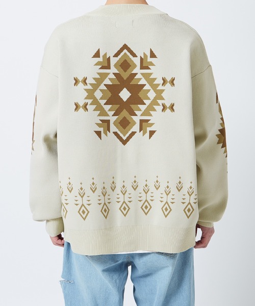 NULL（ヌル）の「【NULL】ネイティブ柄 ニットカーディガン（カーディガン/ボレロ・メンズ・ナチュラル/ブラック・MEDIUM/LARGE）」の15枚目の写真