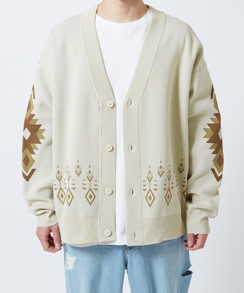 NULL（ヌル）の「【NULL】ネイティブ柄 ニットカーディガン（カーディガン/ボレロ・メンズ・ナチュラル/ブラック・MEDIUM/LARGE）」の16枚目の写真