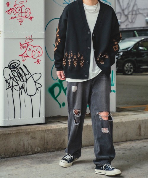 NULL（ヌル）の「【NULL】ネイティブ柄 ニットカーディガン（カーディガン/ボレロ・メンズ・ナチュラル/ブラック・MEDIUM/LARGE）」の22枚目の写真