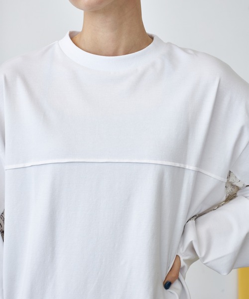 casane(カサネ)の「ストレイタムモチーフロンTEE(Tシャツ/カットソー・レディース・ホワイト/ブラック・FREE)」の6枚目の写真