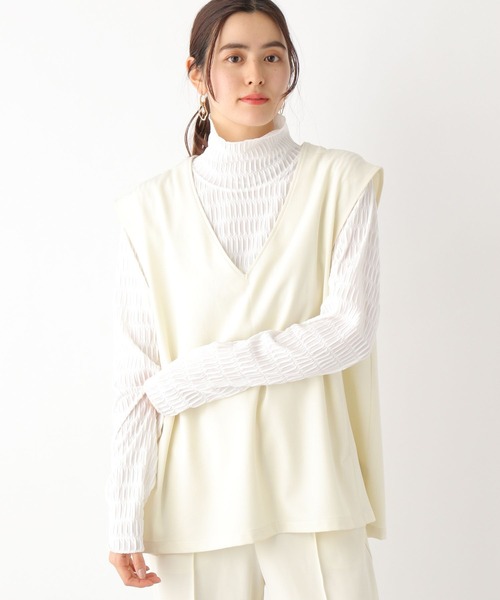 LEPSIM（レプシィム）の「【ハタラク7DAYSシリーズ】Vネックプルオーバージレ　170610（ベスト・レディース・ブラウン/グリーン/アイボリー/ブラック・FREE）」の2枚目の写真