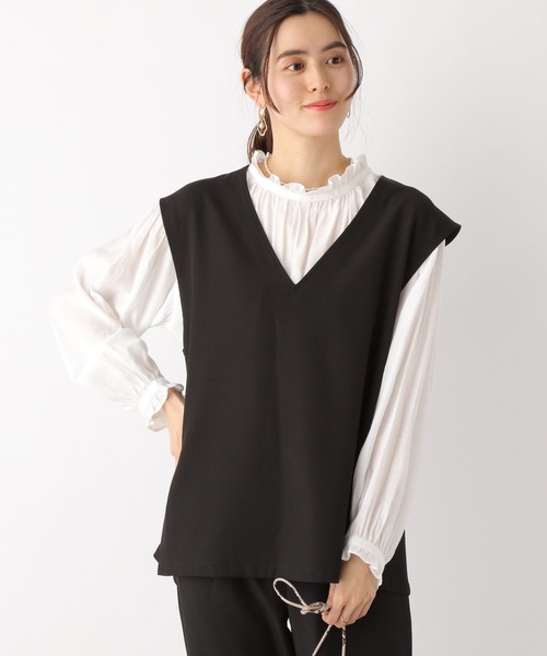 LEPSIM（レプシィム）の「【ハタラク7DAYSシリーズ】Vネックプルオーバージレ　170610（ベスト・レディース・ブラウン/グリーン/アイボリー/ブラック・FREE）」の3枚目の写真