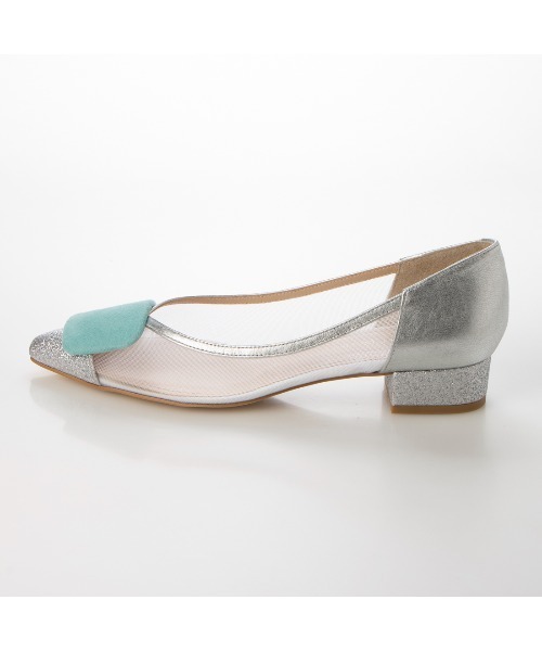 Mode et Jacomo（モードエジャコモ）の「スクエアモチーフチュールパンプス（パンプス・レディース・グレー/ブラック/シルバー/ホワイト×ライトグレー・22.5cm/23cm/23.5cm/24cm/24.5cm）」の14枚目の写真